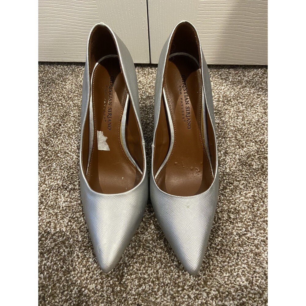 Christian Siriano For Payless Habit Pointed Toe Pump Heels Silver Women's Sz 7.5